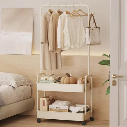 Multipurpose Clothing Rack with Wheels Rolling Wardrobe Organizer for Clothes