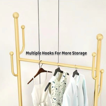 Home Floor Standing Movable Wheeled Hat Coat Rack Sturdy Durable Space Saving
