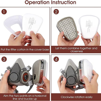 8PCS 6200 Protective Face Mask Respirator with 2 Filters for Painting Sanding