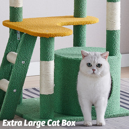 Cactus Shape Cat Tree Climbing Tower Scratching Board Nest for Kitten Play Rest