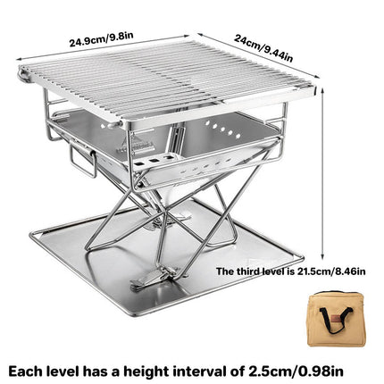 Camping Stainless Steel Collapsible Barbecue Grill Portable Outdoor BBQ Grill