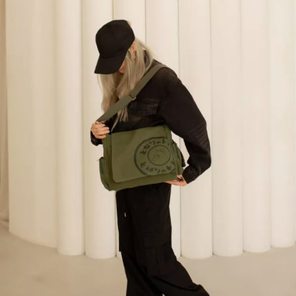 Canvas Shoulder Messenger Bag Large Capacity Travel Laptop Crossbody Bag