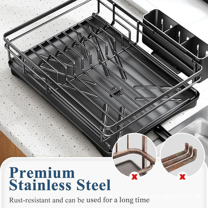 Large Capacity Kitchen Dish Drying Rack Sink Plate Bowl Tableware Storage Shelf