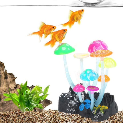 9pcs Simulation Mushroom Fish Tank Decor Fake Plants Aquarium Ornament Set