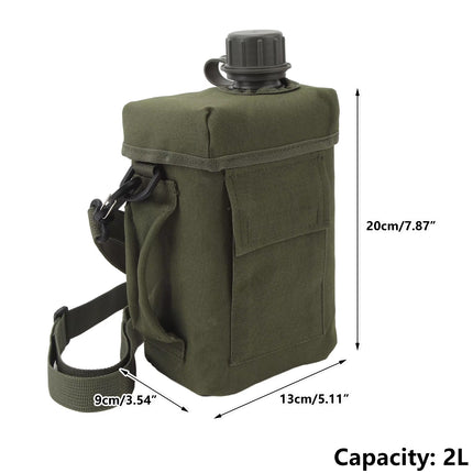 2 Litre Patrol Canteen with Cover and Strap Waterproof Outdoor Water Bottle