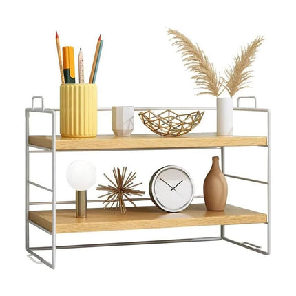 Double Layer Storage Shelf Desktop Organizer Cosmetics Stationery Rack for Desk