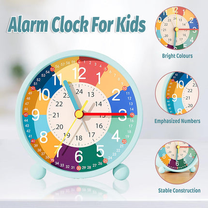 USB Charging Early Education Kids Metal Small Alarm Clock for Bedroom Bedside