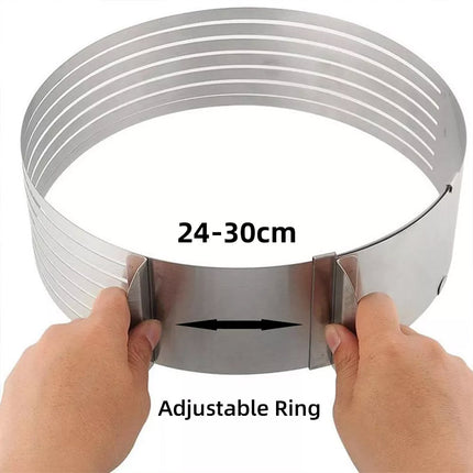 Stainless Steel Mousse Ring 9-12 Inch Adjustable Layer Cake Cutter Baking Tool