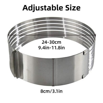 Stainless Steel Mousse Ring 9-12 Inch Adjustable Layer Cake Cutter Baking Tool