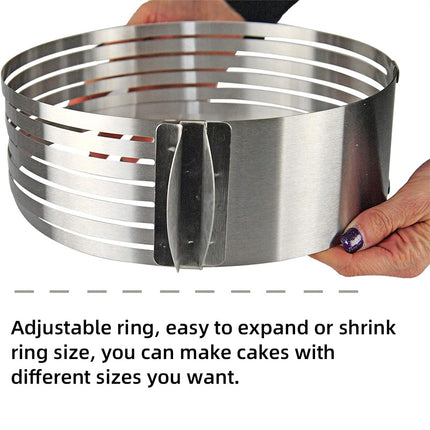 Stainless Steel Mousse Ring 9-12 Inch Adjustable Layer Cake Cutter Baking Tool