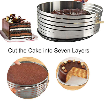 Stainless Steel Mousse Ring 9-12 Inch Adjustable Layer Cake Cutter Baking Tool
