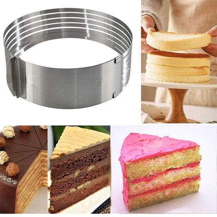 Stainless Steel Mousse Ring 9-12 Inch Adjustable Layer Cake Cutter Baking Tool