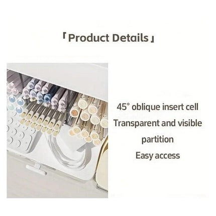 Slant Plug Pen Holder Stationery Organizer Desktop Clutter Storage Office Desk