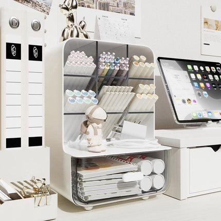 Slant Plug Pen Holder Stationery Organizer Desktop Clutter Storage Office Desk