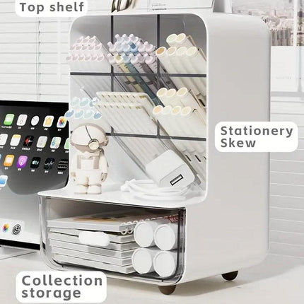 Slant Plug Pen Holder Stationery Organizer Desktop Clutter Storage Office Desk