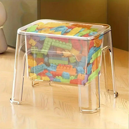 Storable Small Bench Household Storage Stool Plastic Folding Seat for Home