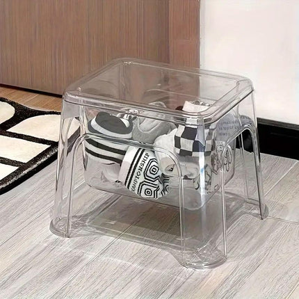 Storable Small Bench Household Storage Stool Plastic Folding Seat for Home