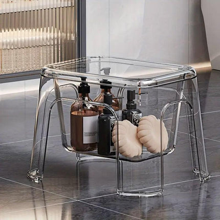 Storable Small Bench Household Storage Stool Plastic Folding Seat for Home