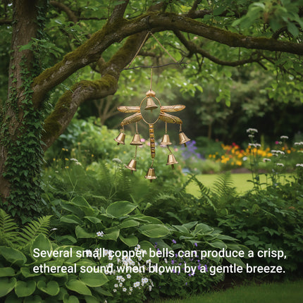 Iron Dragonfly Wind Chime Outdoor Garden Decor Hanging Ornament for Patio Yard