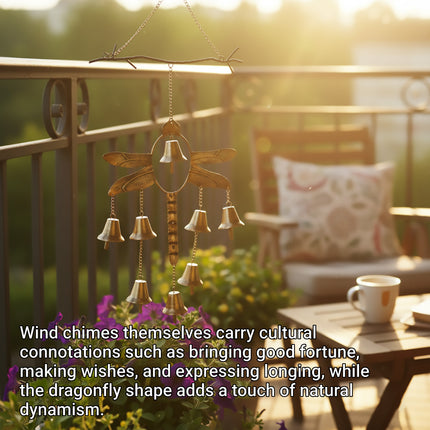 Iron Dragonfly Wind Chime Outdoor Garden Decor Hanging Ornament for Patio Yard