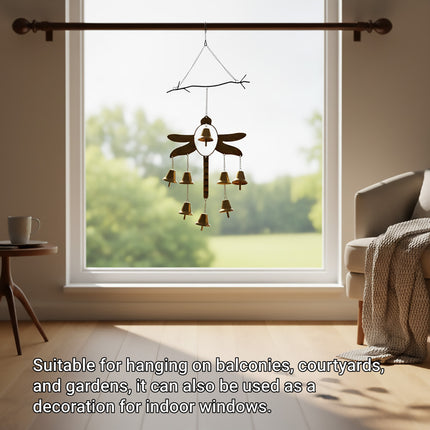 Iron Dragonfly Wind Chime Outdoor Garden Decor Hanging Ornament for Patio Yard