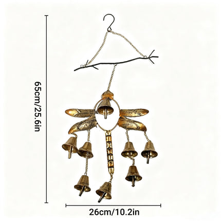 Iron Dragonfly Wind Chime Outdoor Garden Decor Hanging Ornament for Patio Yard