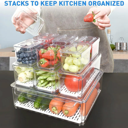 Refrigerator Storage Box Set Fruit Vegetable Fresh Keeper Kitchen Organizer Use