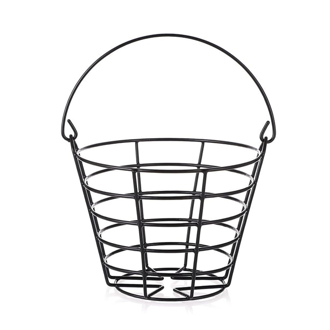Heavy Duty Iron Golf Ball Basket 50 Ball Range Carrier with Handle Black