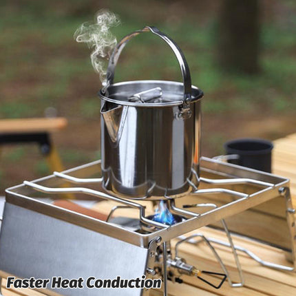 1.2L Portable Stainless Steel Camping Kettle Cookware For Hiking Outdoor Picnic