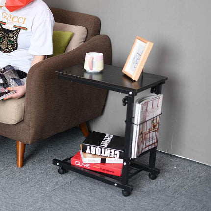 Mobile Side Table Adjustable Height Durable for Bedroom Living Room Home Use