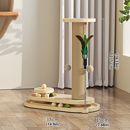 Cat Scratching Post Oval Turntable Cat Toy Scratcher Board Interactive Furniture