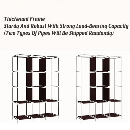 Simple Wardrobe With Shoe Rack Non Woven Fabric Foldable For Home Bedroom