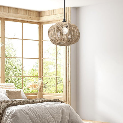 Handwoven Paper Rope Lampshade 23x13.5cm Natural Braided Pendant Light Shade