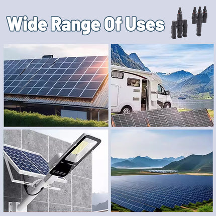 Solar Connector Set 1Pair T Type Four Way Photovoltaic Adapter for Panel System