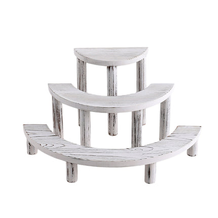 3 Tier Solid Wood Dessert Stand White Aesthetic for Party Cake Pastry Display
