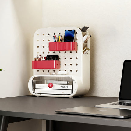 Drawer Pegboard Desktop Storage Box Space Saving Office Home Bedroom Stationery