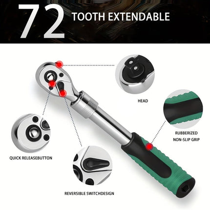 72T Ratchet Wrench 1/2 Inch Drive Socket Tool Durable Sturdy Carbon Steel