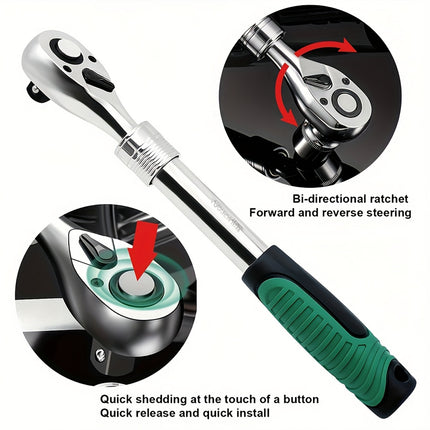 72T Ratchet Wrench 1/2 Inch Drive Socket Tool Durable Sturdy Carbon Steel