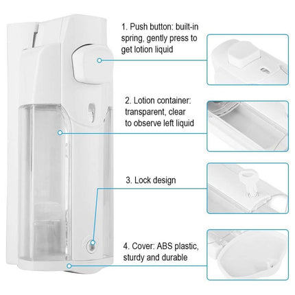 Hotel Wall-Mounted Soap Dispenser 350ml Handpress Hand Sanitizer Bottle
