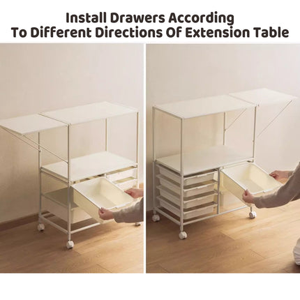 Portable Movable Multi-Layer Side Table Sturdy Storage Shelf Space Saving