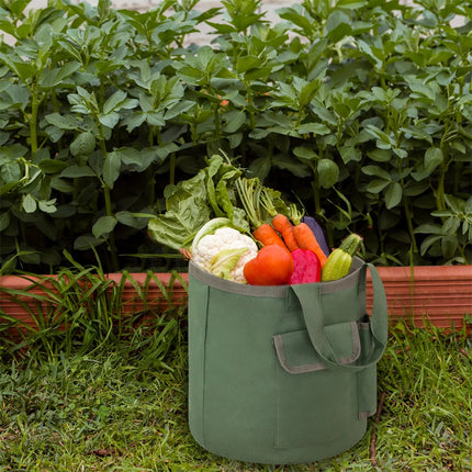 Waterproof Green Canvas Tool Storage Bag Portable Garden Bucket Organizer Use
