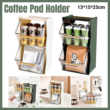 Coffee Pod Holder for Home Cafe Countertop Storage Organizer Space Saving