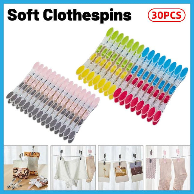 30pcs Household Clothes Clip Non Trace Soft Grip Clothespins Laundry Pegs Hanger