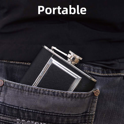Stainless Steel Hip Flask Portable Flagon 5oz Silver Travel Liquor Bottle Funnel