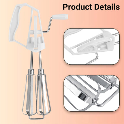 Stainless Steel Hand Egg Beater Rotary Whisk Manual Mixer Kitchen Cooking Tool
