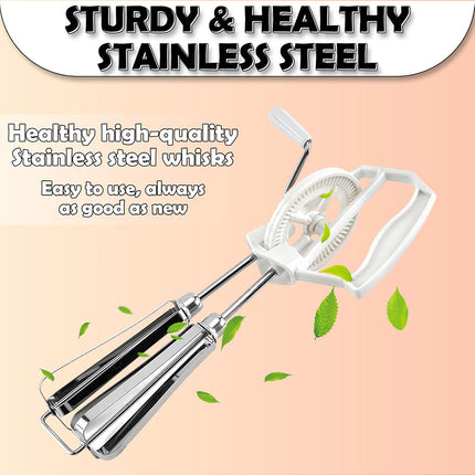 Stainless Steel Hand Egg Beater Rotary Whisk Manual Mixer Kitchen Cooking Tool