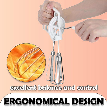 Stainless Steel Hand Egg Beater Rotary Whisk Manual Mixer Kitchen Cooking Tool