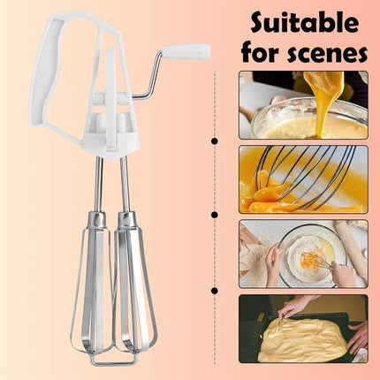 Stainless Steel Hand Egg Beater Rotary Whisk Manual Mixer Kitchen Cooking Tool