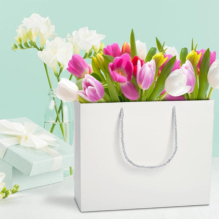 50PCS Kraft Paper Gift Bags Custom Blank Shopping Handbags for Garment Packaging