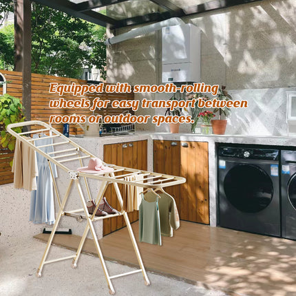 Freestanding Foldable Clothes Airer with Wheels Portable Drying Rack